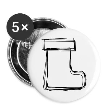 Nikolausstiefel handgezeichnet - Buttons groß 56 mm (5er Pack) - Weiß - Vorne