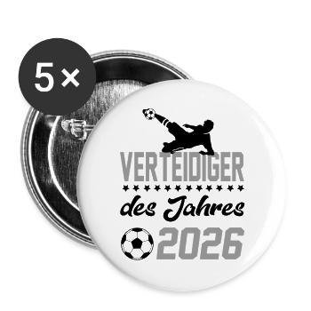Verteidiger 2026 Fußball Fußballspieler Sport Fun - Buttons groß 56 mm (5er Pack) - Weiß - Vorne
