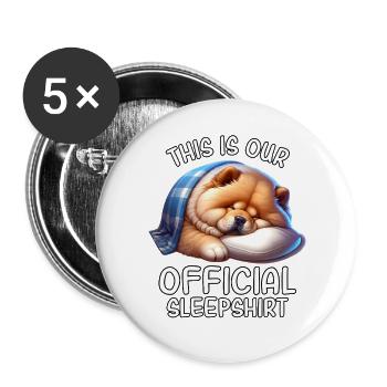 Lustiges Chowchow Schlafshirt - Buttons groß 56 mm (5er Pack) - Weiß - Vorne