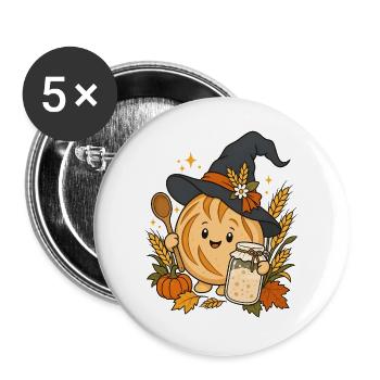 Sauerteig-Hexe - Buttons groß 56 mm (5er Pack) - Weiß - Vorne