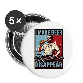 I Make Beer Disappear Craft Beer - Buttons groß 56 mm (5er Pack) - Weiß - Vorne