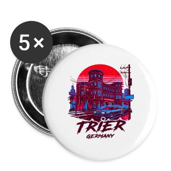 Retrofuturistic Cityscape Of Trier Germany Novelty - Buttons groß 56 mm (5er Pack) - Weiß - Vorne