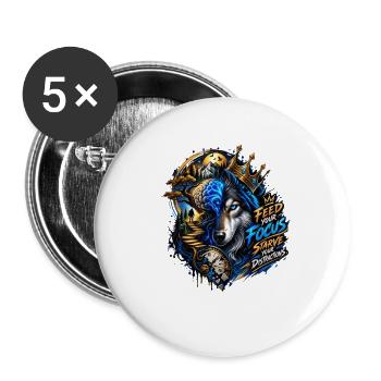Meisterschaft des Kronenwolf-Fokuss - Buttons groß 56 mm (5er Pack) - Weiß - Vorne