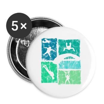 Fallschirmspringer Collage Fallschirm Extremsport - Buttons groß 56 mm (5er Pack) - Weiß - Vorne