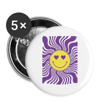 Psychedelisches Festival-Hippie-Batik-Rave-Techno - Buttons groß 56 mm (5er Pack) - Weiß - Vorne