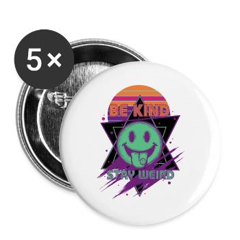Trippy Festival Be Kind, bleib seltsam, Hippie - Buttons groß 56 mm (5er Pack) - Weiß - Vorne