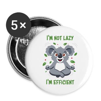 Koala Zen: Nicht faul, effizient - Buttons groß 56 mm (5er Pack) - Weiß - Vorne