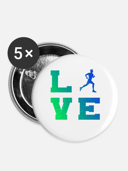 Geschenkidee für einen Running mit Running - Buttons groß 56 mm (5er Pack) - Weiß