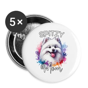 Spitz Mama - Buttons groß 56 mm (5er Pack) - Weiß - Vorne
