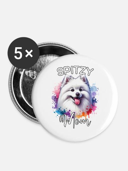 Spitz Mama - Buttons groß 56 mm (5er Pack) - Weiß