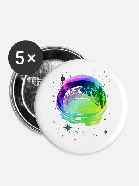 Weltraumfroschhelm - Buttons groß 56 mm (5er Pack) - Weiß