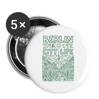 Berlin - City Life. Stadt mit Charme und Stil - Buttons groß 56 mm (5er Pack) - Weiß - Vorne