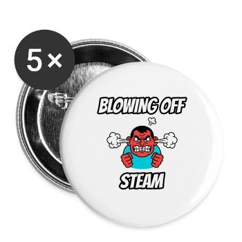 Dampf ablassen – Witzige buchstäbliche Idiom-Zeichentrickserie - Buttons groß 56 mm (5er Pack) - Weiß - Vorne