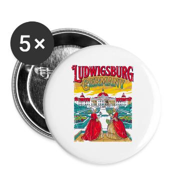 City Welcome To Ludwigsburg Germany Palace Gardens - Buttons groß 56 mm (5er Pack) - Weiß - Vorne