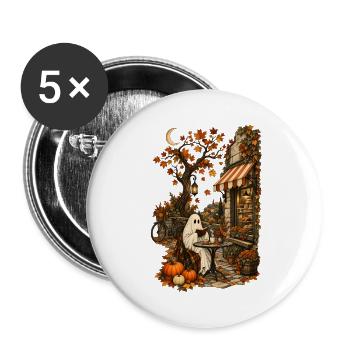Herbst Geist Café Halloween - Buttons groß 56 mm (5er Pack) - Weiß - Vorne