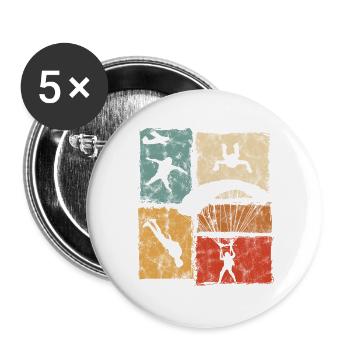 Fallschirmspringer Fallschirmsprung mit Fallschirm - Buttons groß 56 mm (5er Pack) - Weiß - Vorne