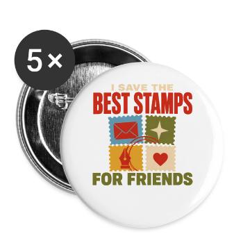 Briefkasten-freund Snail Mail Brief Schreibwaren - Buttons groß 56 mm (5er Pack) - Weiß - Vorne