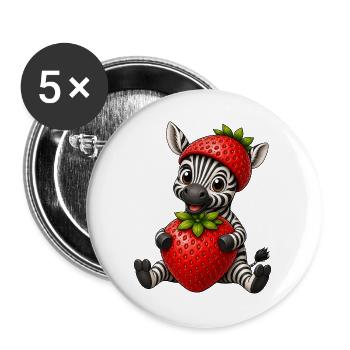 Zebra Erdbeere Süßer Sommer Cartoon - Buttons groß 56 mm (5er Pack) - Weiß - Vorne