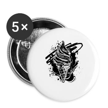 Eiscreme - Buttons groß 56 mm (5er Pack) - Weiß - Vorne