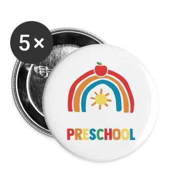 Hello Preschool Rainbow Back To School Cute Studen - Buttons groß 56 mm (5er Pack) - Weiß - Vorne