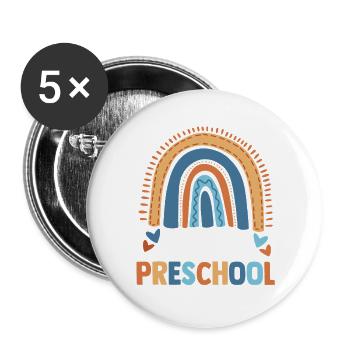 Hello Preschool Rainbow Back To School Cute Studen - Buttons groß 56 mm (5er Pack) - Weiß - Vorne