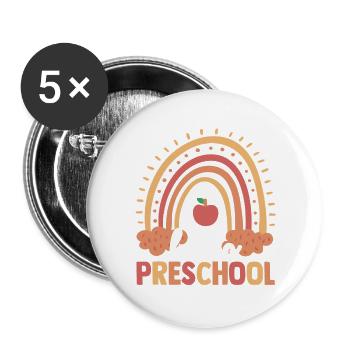 Hello Preschool Rainbow Back To School Cute Studen - Buttons groß 56 mm (5er Pack) - Weiß - Vorne