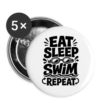 Schwimmen - Buttons groß 56 mm (5er Pack) - Weiß - Vorne