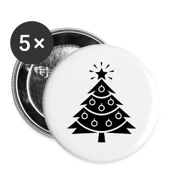 Weihnachtsbaum - Buttons groß 56 mm (5er Pack) - Weiß - Vorne