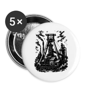 Ruhrpott Förderturm - Buttons groß 56 mm (5er Pack) - Weiß - Vorne
