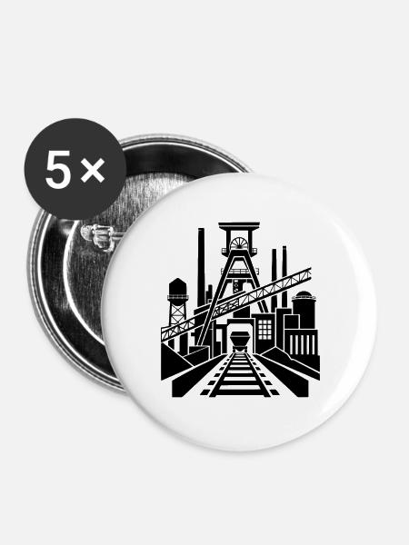 Bergbau - Buttons groß 56 mm (5er Pack) - Weiß