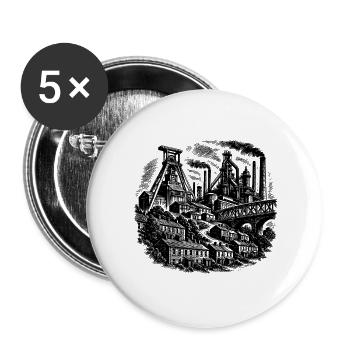 Ruhrpott Zechenkultur - Buttons groß 56 mm (5er Pack) - Weiß - Vorne