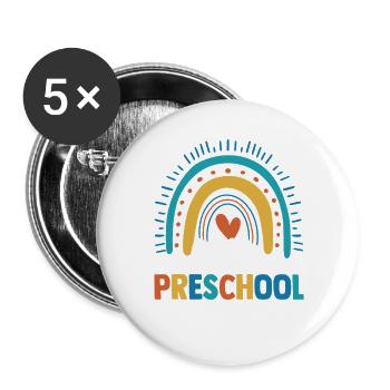 Hello Preschool Rainbow Back To School Cute Studen - Buttons groß 56 mm (5er Pack) - Weiß - Vorne