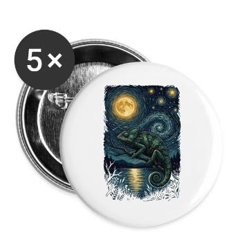 Mondnacht-Gecko am Flusslicht - Buttons groß 56 mm (5er Pack) - Weiß - Vorne
