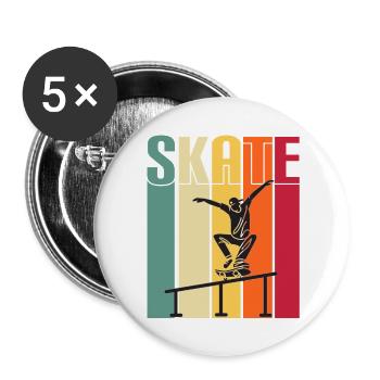 skateboard skaten skate sport fahren skaten - Buttons groß 56 mm (5er Pack) - Weiß - Vorne