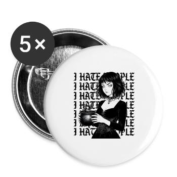 Gothic Hextrank Kaffeekessel Porträt - Buttons groß 56 mm (5er Pack) - Weiß - Vorne