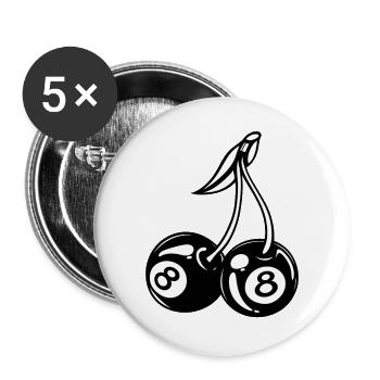Billard Kirschen - Buttons groß 56 mm (5er Pack) - Weiß - Vorne
