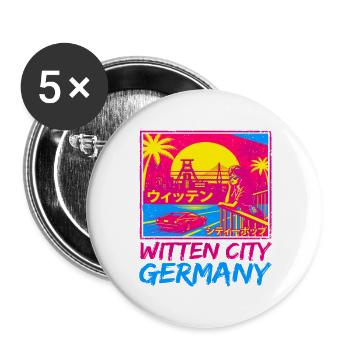 Witten Germany Retrowave City Pop Aesthetics - Buttons groß 56 mm (5er Pack) - Weiß - Vorne