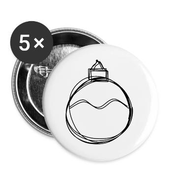 Christbaumkugel handgezeichnet - Buttons groß 56 mm (5er Pack) - Weiß - Vorne