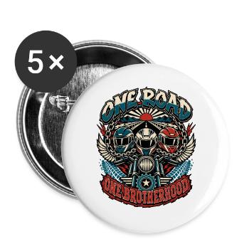 Eine Route, eine Biker-Bruderschaft - Buttons groß 56 mm (5er Pack) - Weiß - Vorne