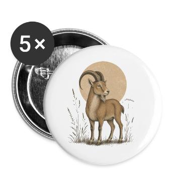 Steinbock - Buttons groß 56 mm (5er Pack) - Weiß - Vorne