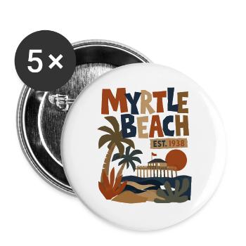 Myrtle Beach Retro Est.1938 - Buttons groß 56 mm (5er Pack) - Weiß - Vorne