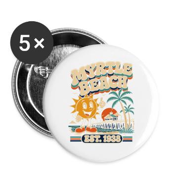 Myrtle Beach Est. 1938 Retro - Buttons groß 56 mm (5er Pack) - Weiß - Vorne