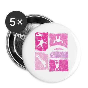 Fallschirmspringer Freifall Fallschirm Extremsport - Buttons groß 56 mm (5er Pack) - Weiß - Vorne