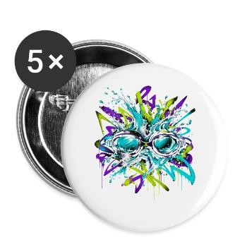 Schwimmbrille Graffiti - Buttons groß 56 mm (5er Pack) - Weiß - Vorne