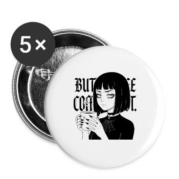 Gothic Teegirl mit Spinnennetz - Buttons groß 56 mm (5er Pack) - Weiß - Vorne