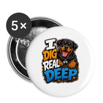 Rottweiler - Buttons groß 56 mm (5er Pack) - Weiß - Vorne