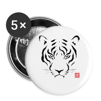 Japanese Tiger Kanji Minimal Art - Buttons groß 56 mm (5er Pack) - Weiß - Vorne