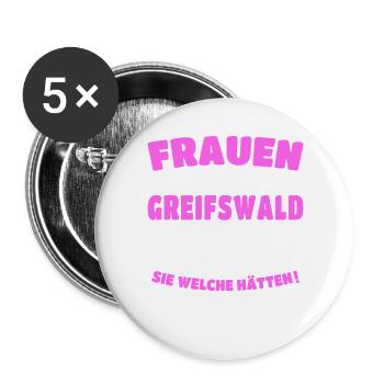 Greifswald Frau Greifswalder Frauen - Buttons groß 56 mm (5er Pack) - Weiß - Vorne