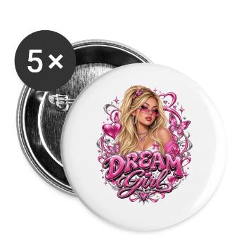 Dream Girl Glamour Rose Pink - Buttons groß 56 mm (5er Pack) - Weiß - Vorne