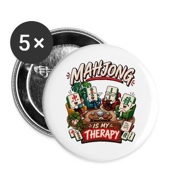 Mahjong Therapie Lounge - Buttons groß 56 mm (5er Pack) - Weiß - Vorne
